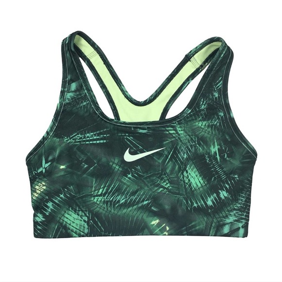 NIKE Woman's Pro Classic Swoosh Notebook Training Sports Bra Green Size Medium - Picture 1 of 8